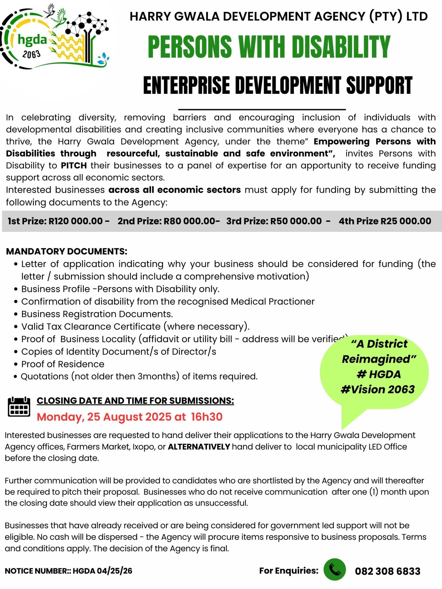 Advert Persons with Disability  August 2025-2026